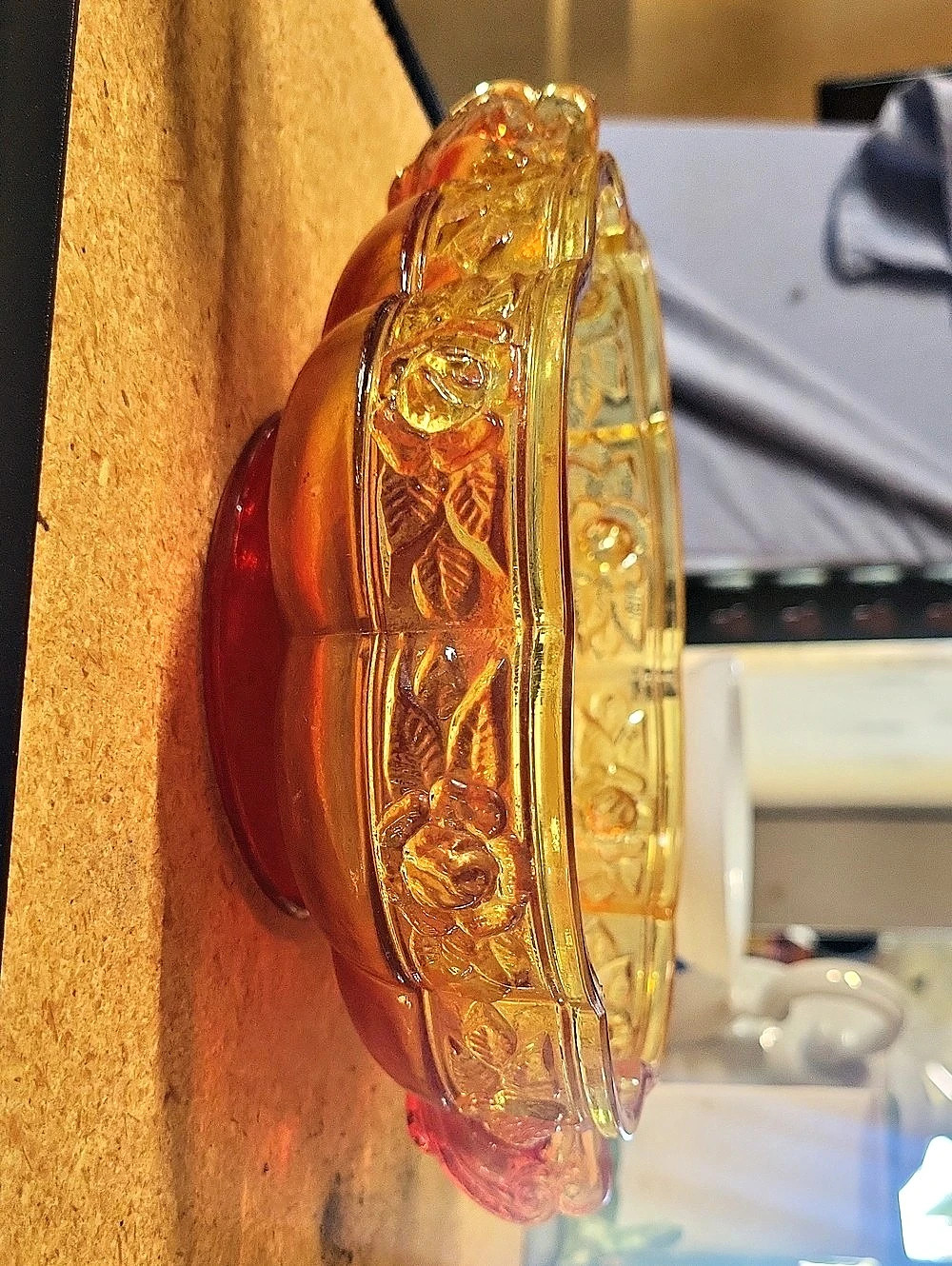 Indiana Glass Company Heirloom Sunset Carnival Glass Rose Bowl